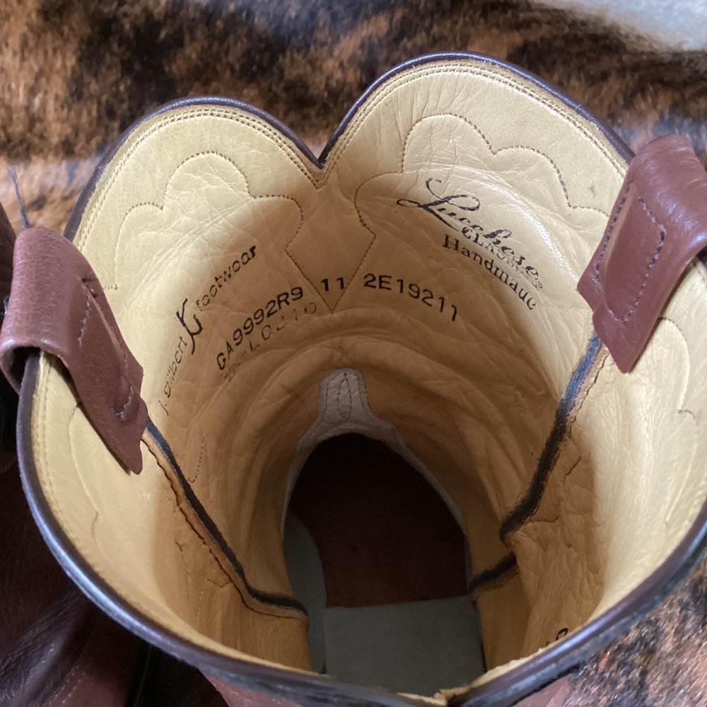 Lucchese X J Gilbert Cowboy Western Roper Boots Brown Size 11 Made In USA RARE! - Picture 7 of 12